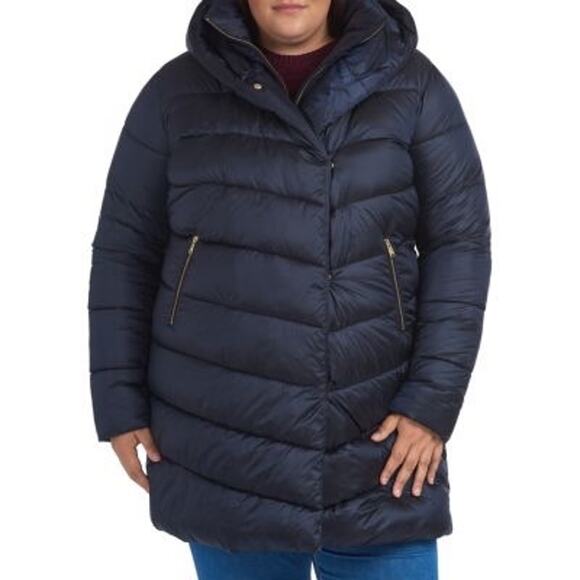 Barbour Coat Orchy Hooded Quilted Navy Winter Puffer Coat Women’s Plus Size 1X - Picture 1 of 12